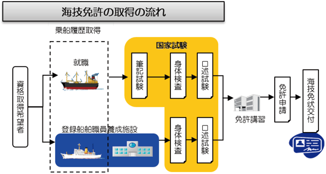 図1:海技免許の取得の流れ