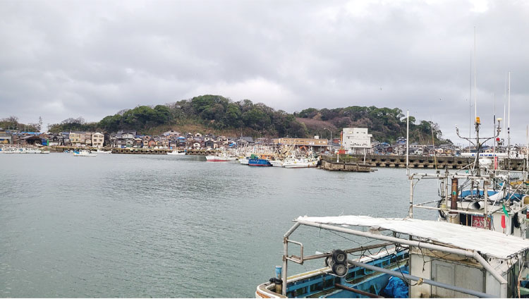 被災した輪島港の全景