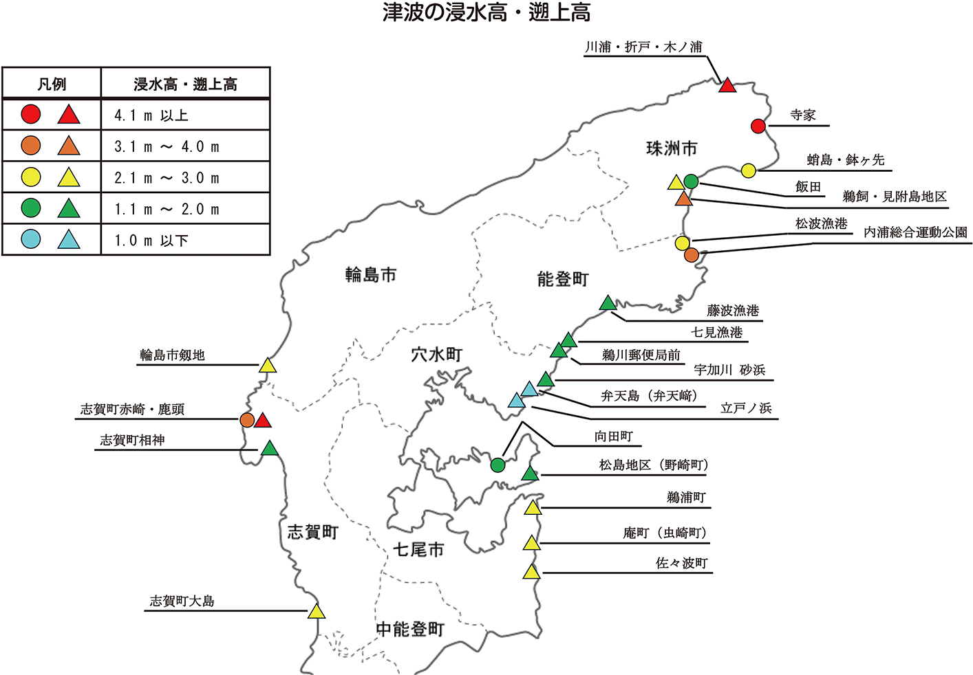 図表6-17 津波の浸水高・遡上高及び漁港における地殻変動1